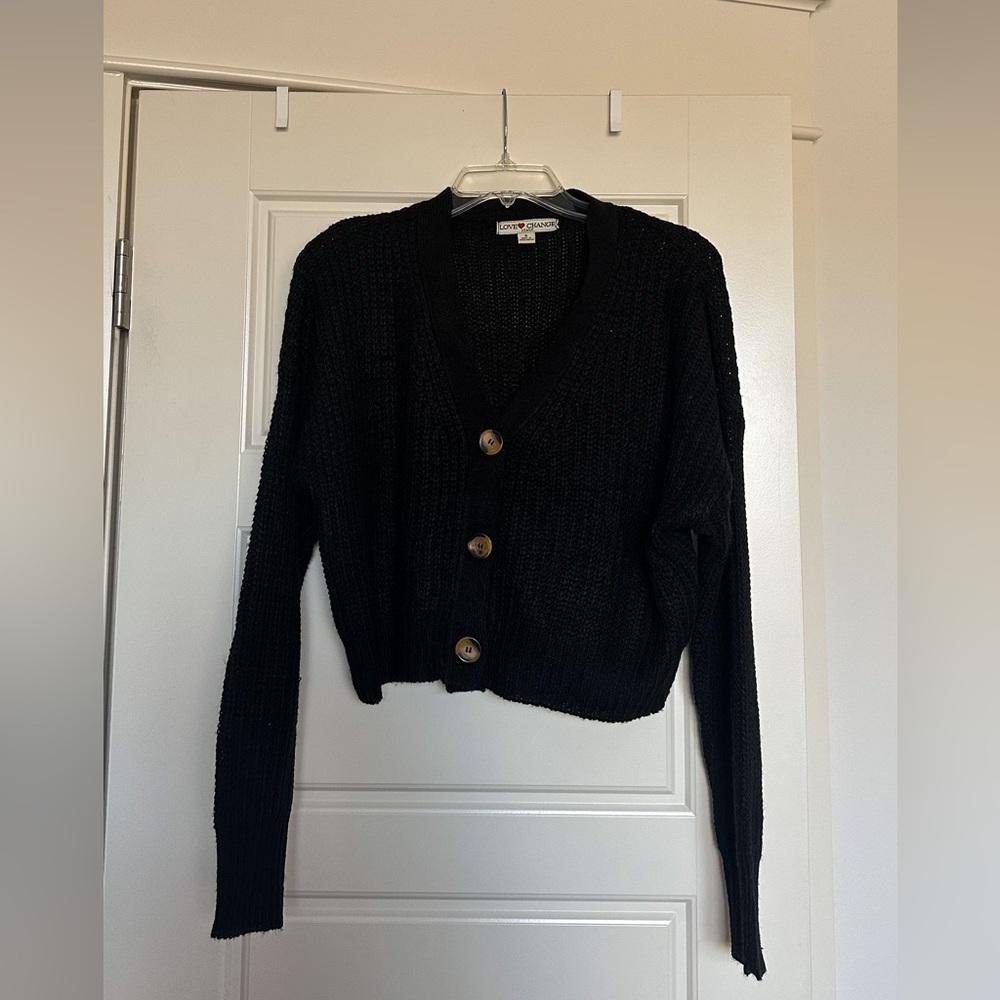 love change italy cropped black cardigan